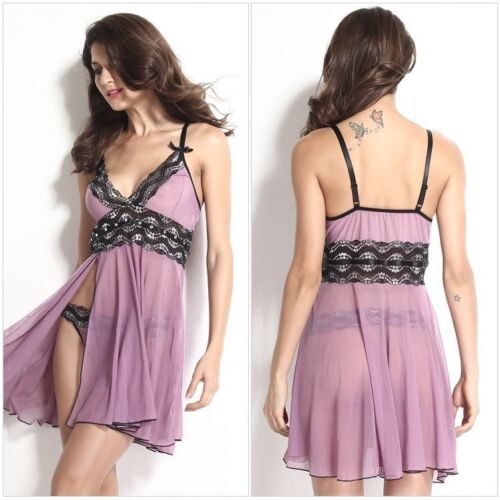 Women's Sexy Lingerie Sleepwear Babydoll Underwear Lace Dress G-String Nightwear - Picture 15 of 56