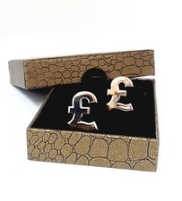� GB pound sign SILVERCufflinks, Novelty  Cuff links in Gift Box.  Mens Ref 3-44