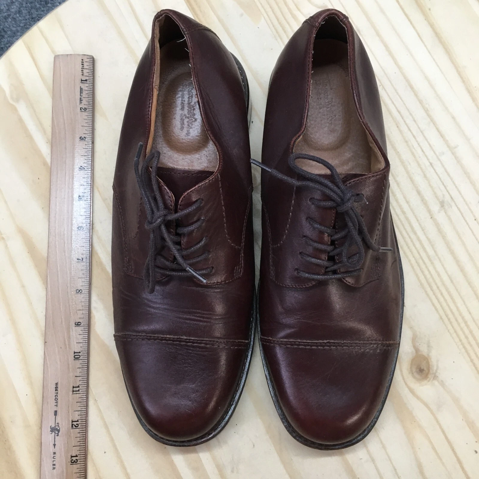 THOM BROWNE Scarpe eleganti Thom McAn da uomo 10 5 Oxford marroni in pelle punta di mandorla casual basse