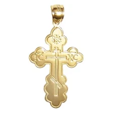 New 14k Gold Eastern Orthodox Cross Pendant