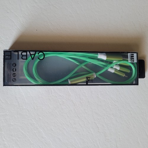 Light Up LED 3 in 1 Charging Cord Cable Multi Phone Charger Android USB iPhone - Picture 21 of 51