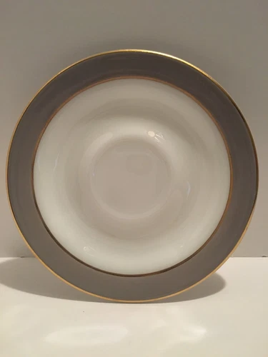 Vintage Pyrex Dinnerware Saucer Plate with Dove Gray Band & Gold Trim 6-1/4"
