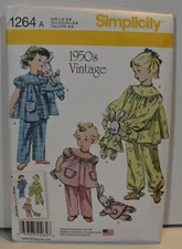 Simplicity 1950s Vintage Sewing Pattern 1264 or S074 Childrens Pajamas Sizes 3 8