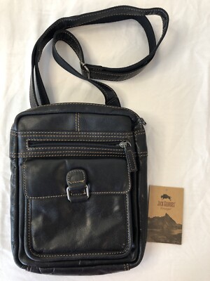 Jack Georges Voyager Slim Crossbody Purse Bag #7204 Black