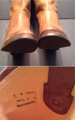 Frye Leather rugged Cognac knee high Boots 76575 Womens Size 6 B