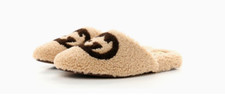 Gucci Interlocking G Slippers Beige Sherling Size 37.5