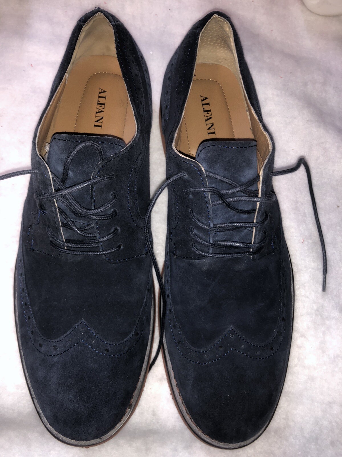 SAOLA Scarpe Oxford eleganti stringate uomo Alfani blu scamosciato Connors occhielli ciechi tg 12M