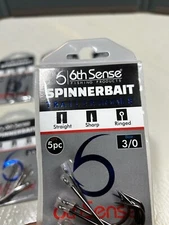 2 Pack Size 3/0 Set 6th Sense Fishing Spinnerbait Trailer Straight Ringed Hooks