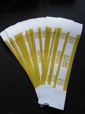 20 - Mustard $10,000 Cash Money Self-Sealing Straps Currency Bands 