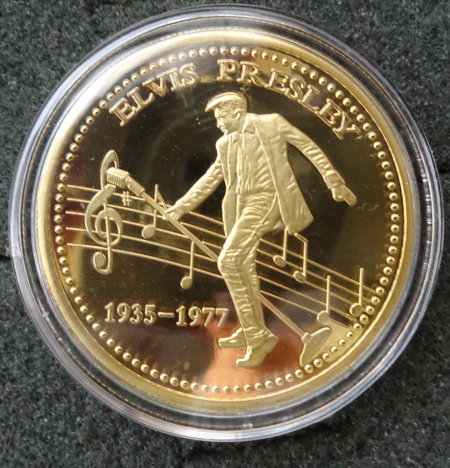 ELVIS PRESLEY THE KING OF ROCK N ROLL 24K GOLD PLATED MEMORABILIA COIN ...