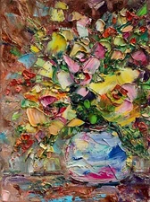 Flowers Original Art, Painting Fowers, Floral Painting, Impasto Rose Art