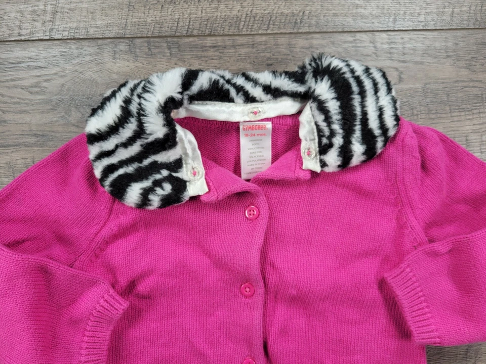 Baby Girl Gymboree 18-24 Month Wild One Knit Sweater w/Removable Fur Collar - Image 2 of 4