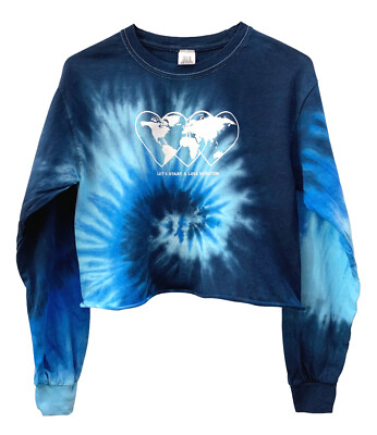 Love Revolution Ocean Blue Tie-Dye Graphic Long Sleeve Unisex Crop Top