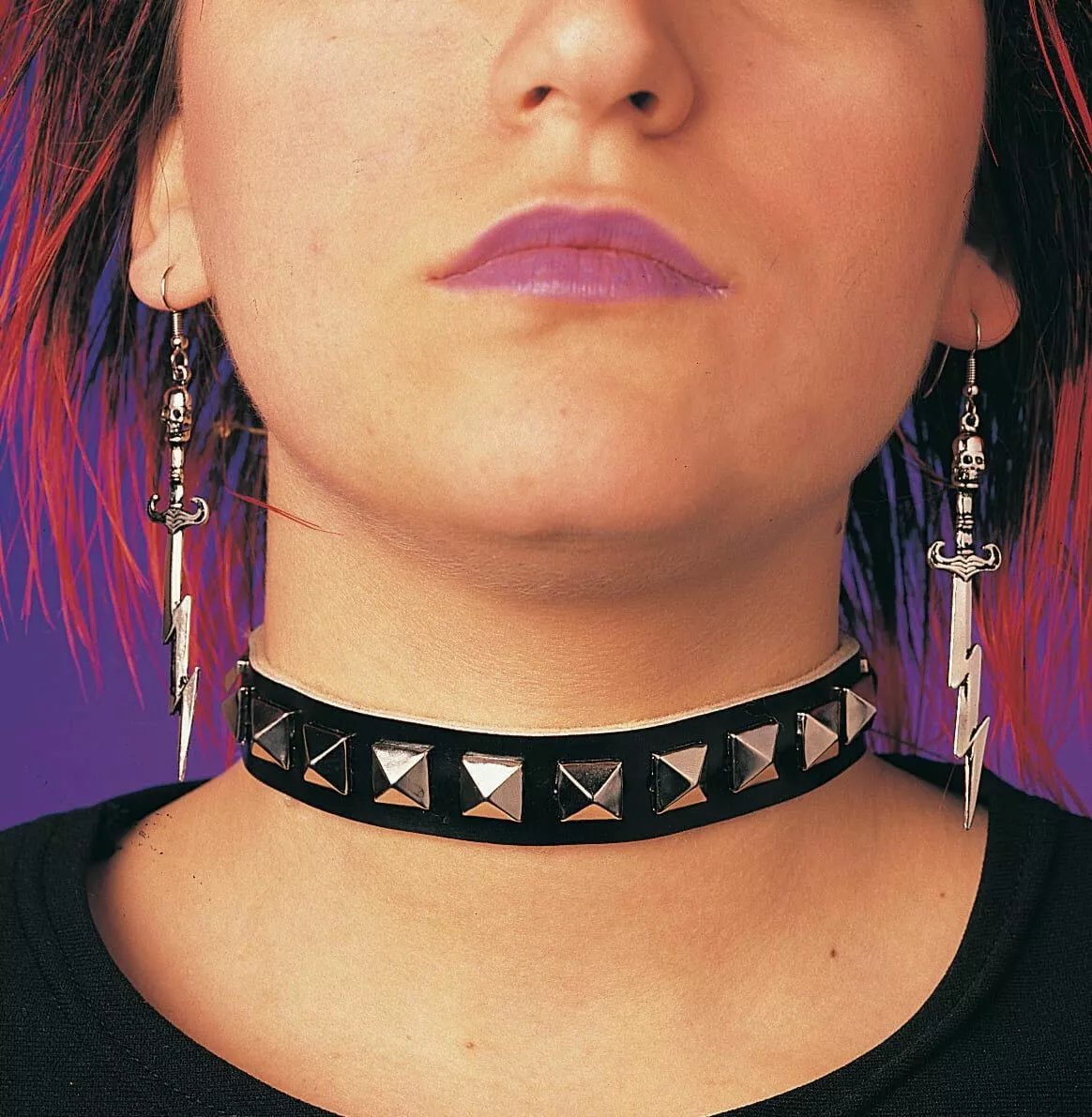 Womens Studded Choker Necklace Collar 80s 90s Punk Gothic Girl