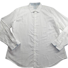 Calvin Klein Men's Button Front Shirt Size XL Slim Fit White 100 Cotton