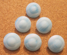6 - Czech Glass Baby Blue/White Striped Domed Round Buttons - 47 - 16.73mm