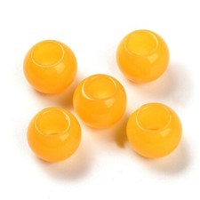 10 Yellow Gemstone Natural Stone Round Beads - Topaz Jade - 12mm - Large Hole