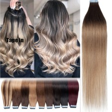40 Tressen Hair Extensions Tape In 100% Remy Echthaar Haarverlängerung Skin Weft