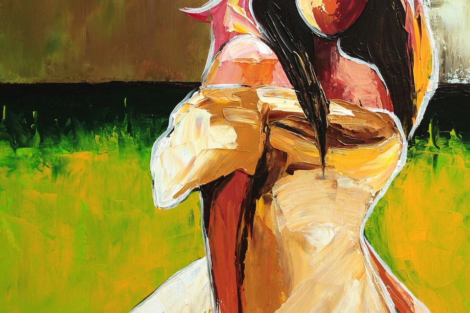 ORIGINAL Acryl Bild Gemälde Frau Abstrakt Malerei Kunst Modern Kleid HANDGEMALT - Bild 2 von 4