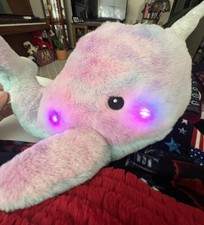 FAO Schwarz Glow Brights Narwhal Plush with Lights Sounds Purple Pink Blue