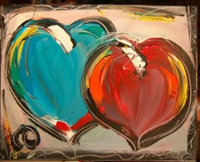 HEARTS ABSTRACT PAINTING MODERN ART  ARTIST  KAZAV defd2qew