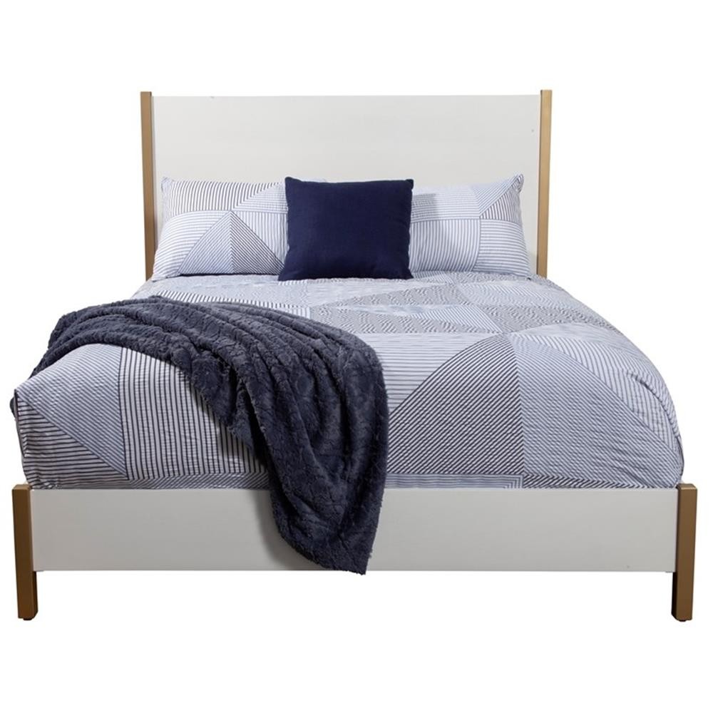 Alpine Furniture Madelyn Standard King Wood Panel Bed in Whi