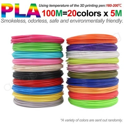 3D Pen Filament Refills PLA 20 Colors 3D Printing Pen Filament 1.75mm for Kids