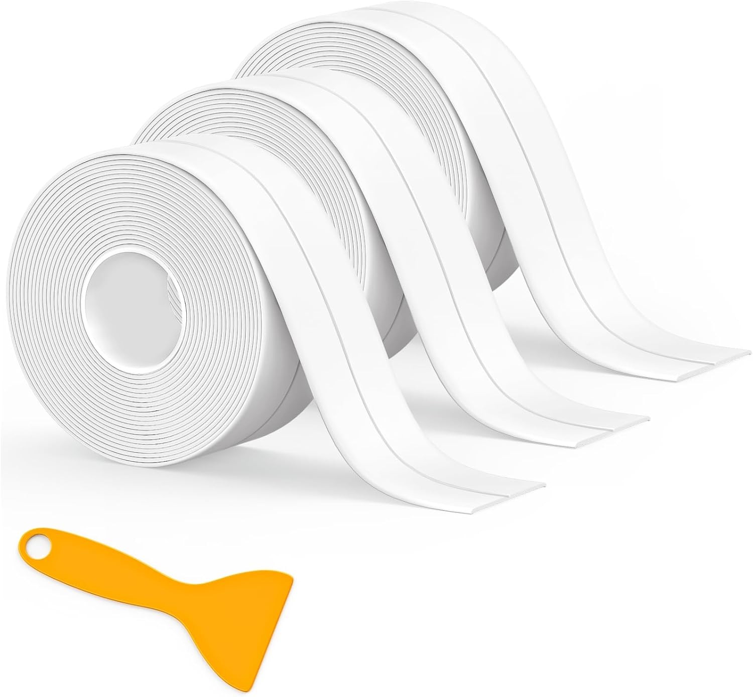 Fixmend Bath Sealant Strip, 3 Rolls Waterproof Self-Adhesive Caulk Tape for Bath