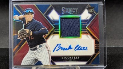 Brooks Lee 2023 Panini Select RPA #PJA-BL Tri-Color Prizm /49 (AU, MEM, RC)
