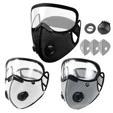 Reusable carbon-filter dust mask with adjustable goggles and UV protection
