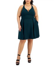 /LX037/ City Studio Trendy Plus Size Crisscross Mesh-Back Dress Hunter Sz 24W