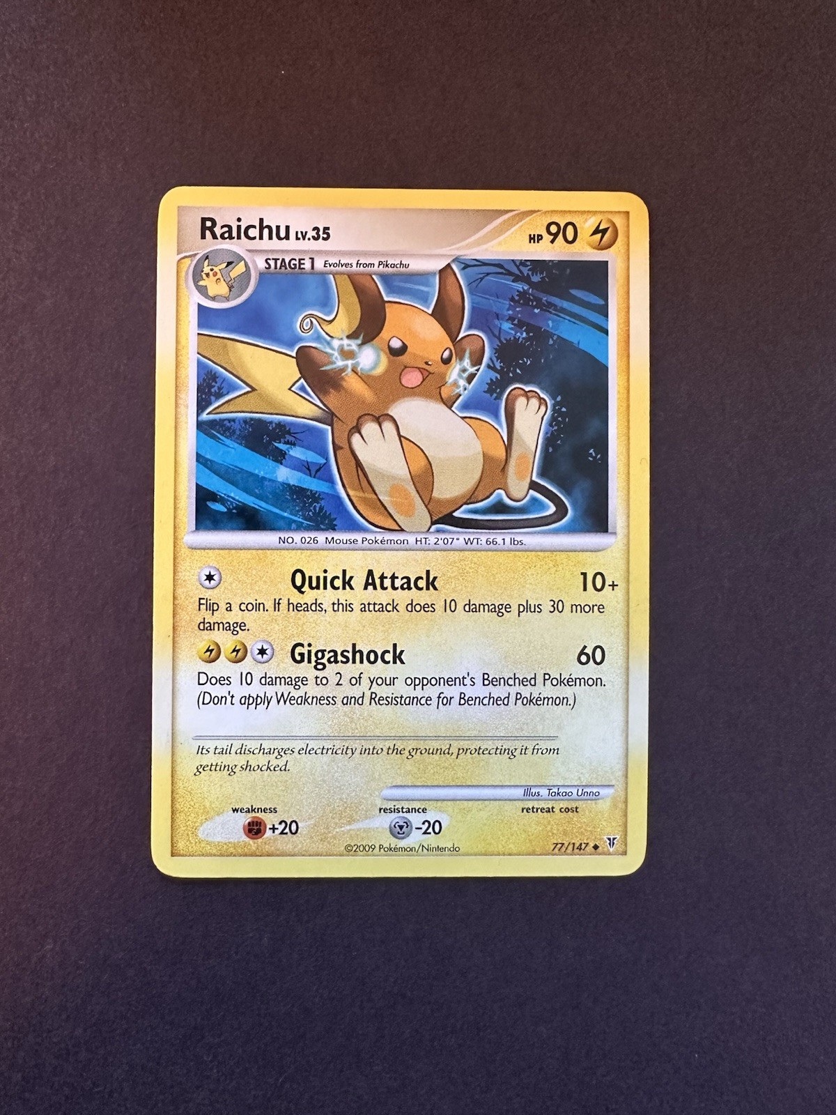 Pokémon Card Platinum Supreme Victors: Raichu #77/147 - Lightly Played (LP)