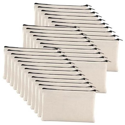 32 Pack Canvas Zipper Pouch, 8x5 Inches Blank DIY Craft Pen Pencil Case