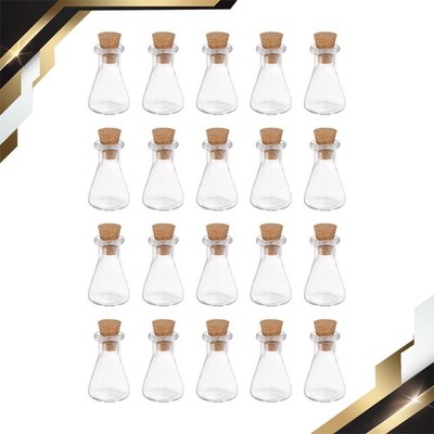20Sets Mini Glass Bottles with Cork Flask Shape Wishing Bottle