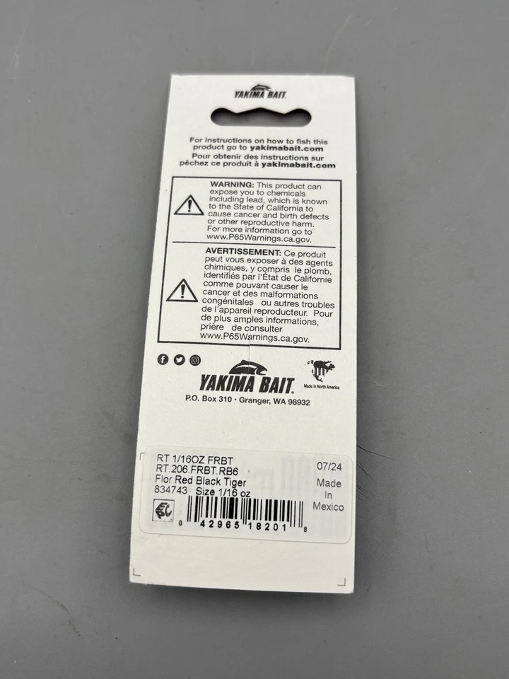 Worden's Yakima Bait 1/16 Rooster Tail 206 Fluorescent Red Black Tiger Lot Of 5 - Image 2 of 4