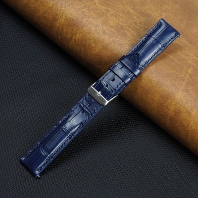 時計 18mm Real CROCODILE Watch Straps Vintage Blue Leather Watch Band 18mm Real Crocodile Watch Strap for Men