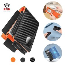 Rfid Airtag Wallets Carbon Fiber Leather Men Purse Credit Card Holder for Air Ta