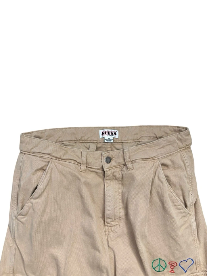 Pantalones Guess Originals x J. Balvin Para Hombre Talla 30x30 Beige Melocotón Carga Urban Street Foto 4 de 4