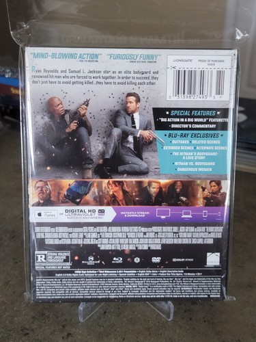 The Hitman's Bodyguard Blu-ray/Dvd Steelbook w/ j-card & clear bag 2017 - Picture 7 of 7
