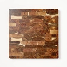 14"x14" End Grain Acacia Wood Cutting Board Natural - Figmint