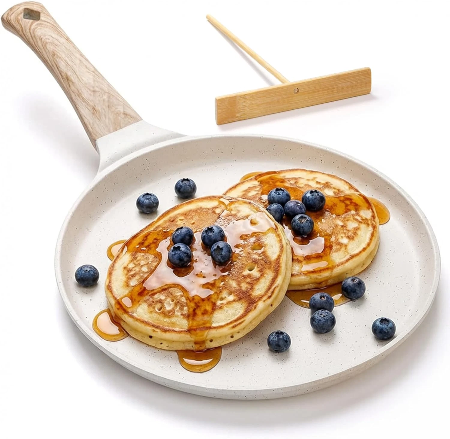 Nonstick Crepe Pan with Spreader, 10-Inch Tortilla Pan with Detachable Handle, C