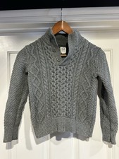 GAP Kids Boys Cable Knit Sweater Button-Up Collar Size M 8 Gray