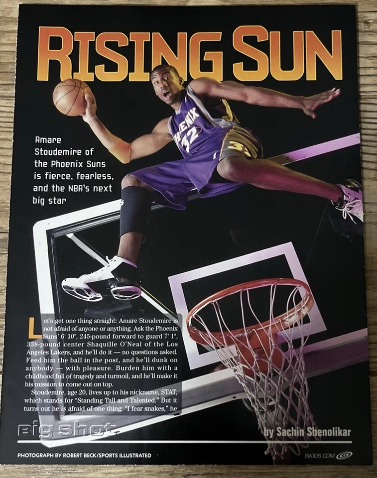 AMARE STOUDEMIRE RARO DEPORTES ILUSTRADO PARA NIÑOS CUBIERTA 2003 SI PÓSTER SIN TARJETAS Foto 3 de 4