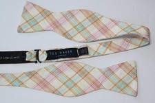TED BAKER LONDON WHITE LINEN MEN'S BOW TIE W: 2 1/4" BY L:18"