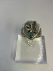 Antique Sterling Silver 925 Eagle  Men’s Ring With Turquoise Size 11.5