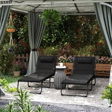 Outsunny 2er Set Sonnenliege klappbar Gartenliege mit Kopfkissen Seitentasche