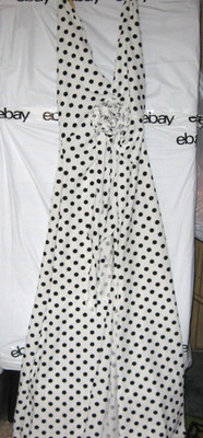 SHEIN Poka Dot Full Length Zip-Up Back Side Slit Style Size Large Summer dress