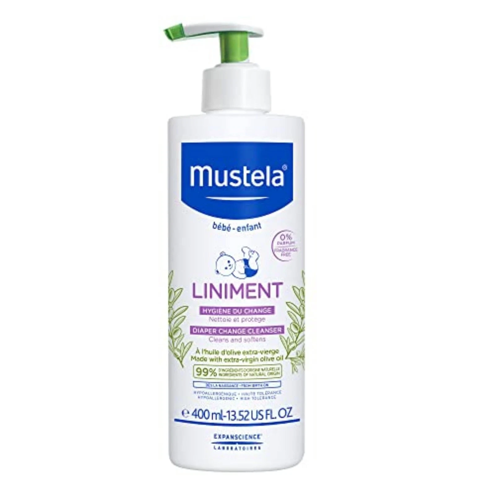 Liniment - No-Rinse Baby Cleanser for Diaper Change - with Extra Virgin Olive...