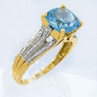 GENUINE 1.44 Cts AQUAMARINE & DIAMONDS RING 10K SOLID GOLD - Free Appraisal -NWT — photo 2