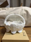 Vintage 1950s Westmoreland Dogwood Pattern Milk glass  Basket/ Dish